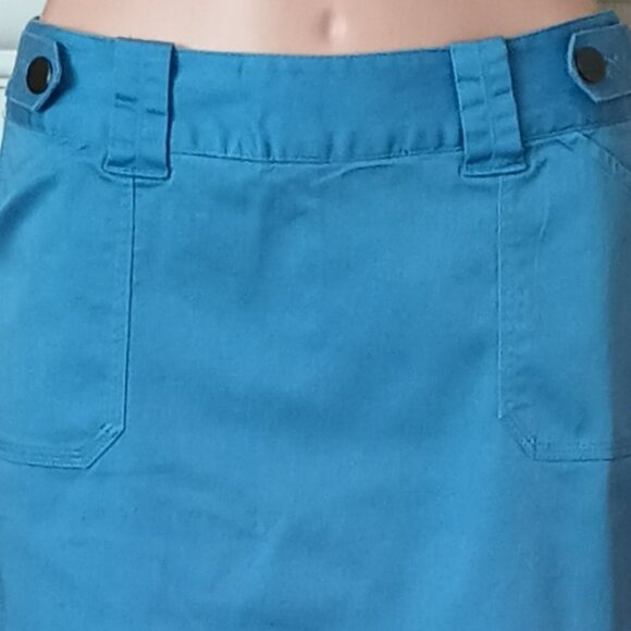 Women's Blue Golf Skort 4 Bamboo Traders Side Slits Front Slant Pockets Stretch - Picture 3 of 9